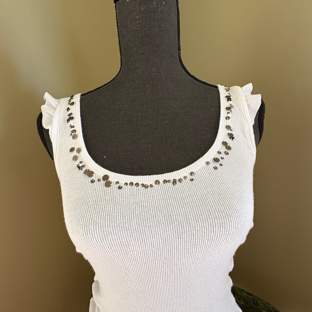 Hollister - Y2K Vintage White Tank Top with Studded Neckline - Size S - Picture 2 of 9